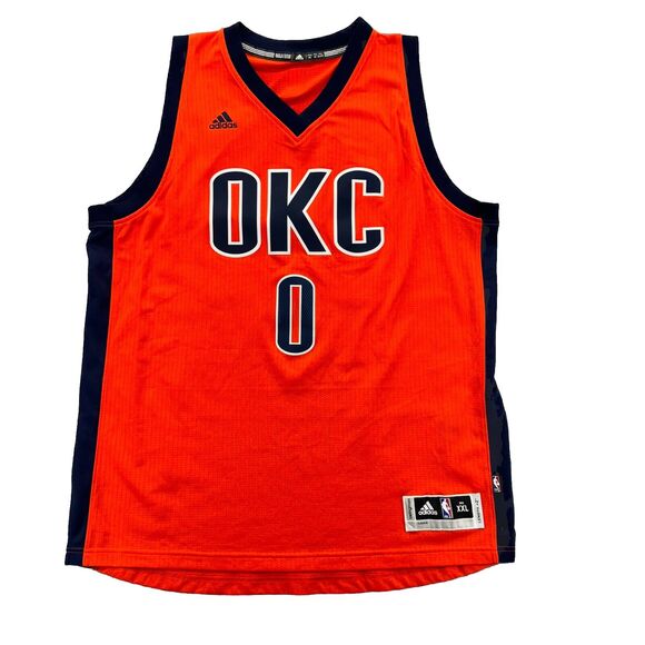 Adidas OKC Thunder Russell Westbrook Jersey Men’s XXL Number 0 NBA Orange